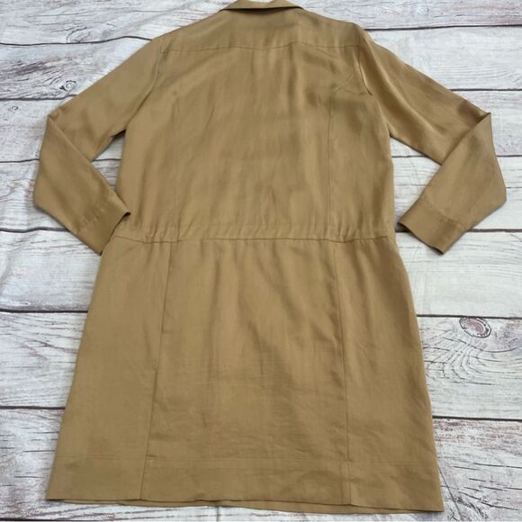 Tomas Maier Long Sleeve Shirt Dress Tan Size 6 Collared PullOver Classic Capsule - Picture 2 of 11